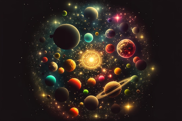 Abstract planets and space background Legendary space background