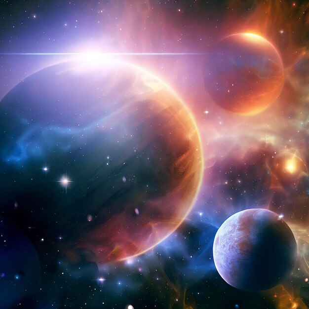 Abstract planets and space background