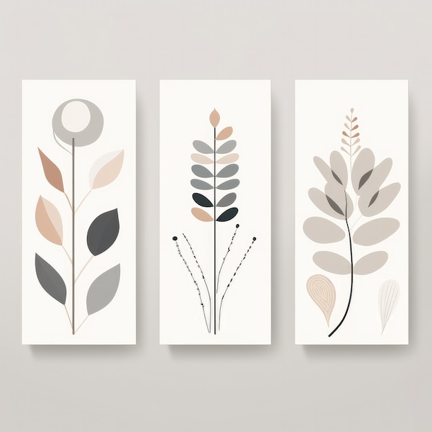 Abstract Plant Art-ontwerp voor printomslagbehang Minimale en natuurlijke muurkunst Generatieve AI