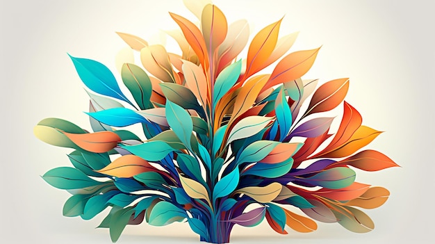 Абстрактное растение с листьями разных цветов Generative AI