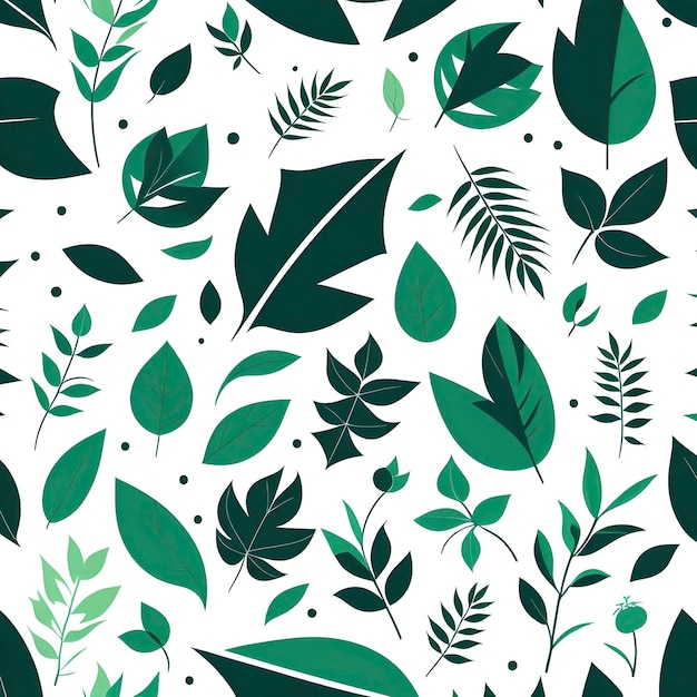 Abstract plants and geometric shapes seamless pattern