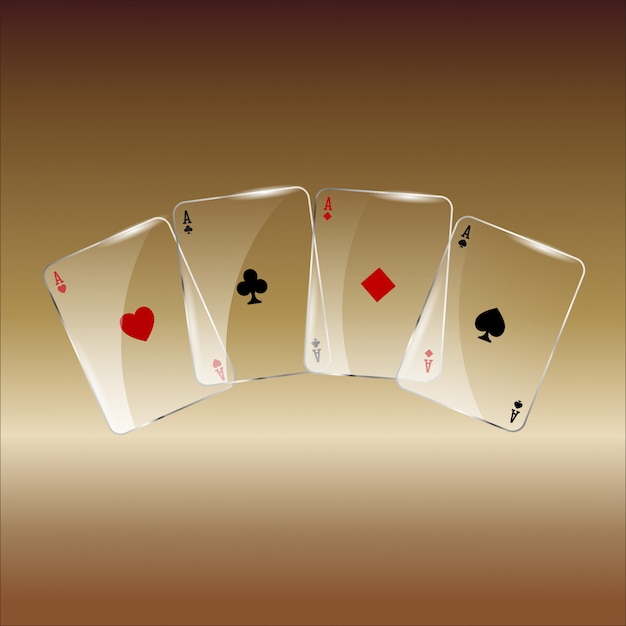 Abstract playing cards on golden 