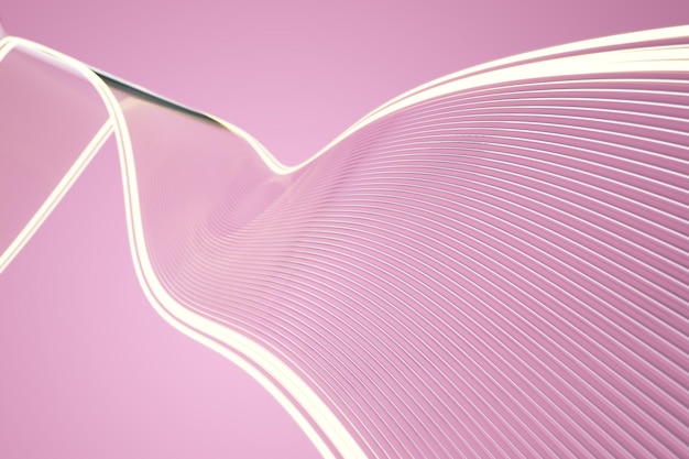 Foto elemento astratto di plexiglass su uno sfondo rosa