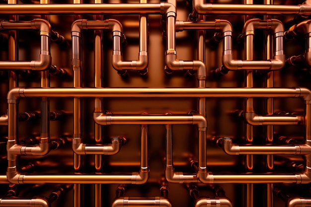 Photo abstract plumbing copper pipes texture artistic with empty copy space