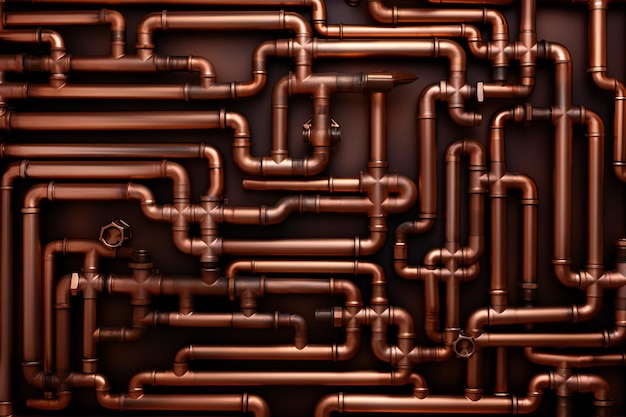 Photo abstract plumbing copper pipes texture artistic with empty copy space