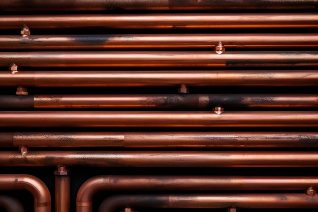 Photo abstract plumbing copper pipes texture artistic with empty copy space