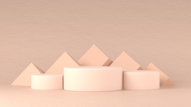 Abstract Podium for cosmetic product placement in pastel background