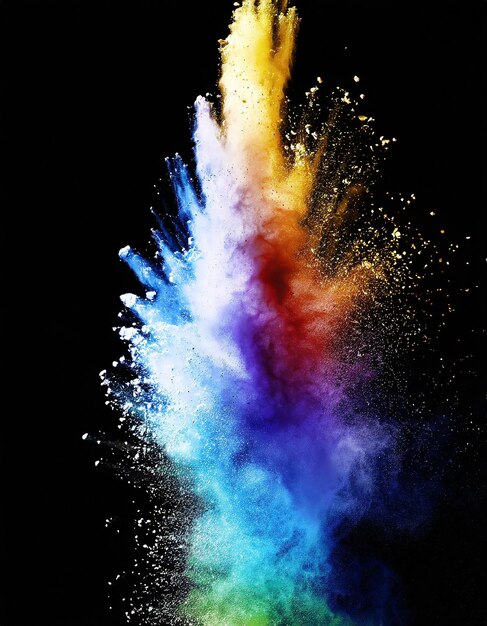 Foto abstract poeder gespletterde achtergrond kleurige poederexplosie op witte achtergrond