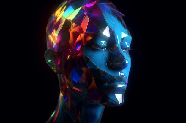 Abstract poly human face Generate Ai