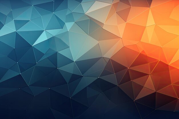 Abstract polygonal background Triangular design for your business Blue orange Gradient Digital Polygons A Network Grid Fusion background wallpaper AI Generated