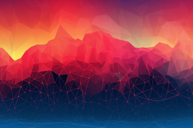 Abstract polygonal background with mountains and low polygonal shapes generative ai