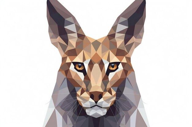 Abstract polygonal head of a lynx