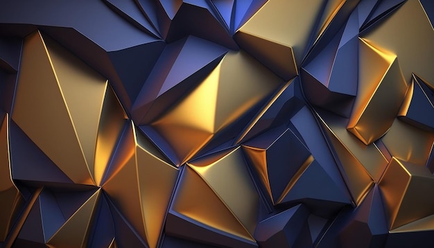 Abstract polygonal pattern luxury dark blue with golden background Generative AI