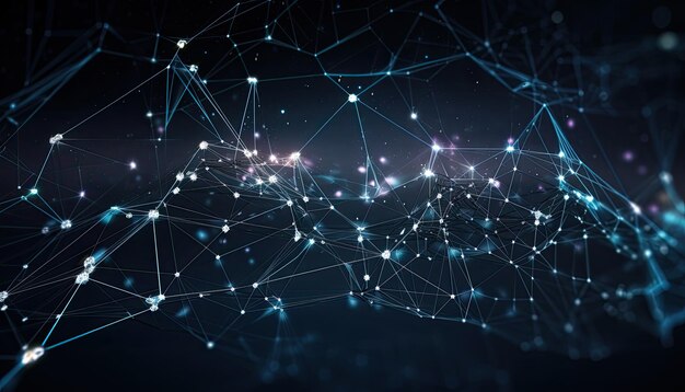abstract polygonal space low poly dark background with connecting dots and lines connection structure 3d rendering information technology digital data visualization network system ai generated