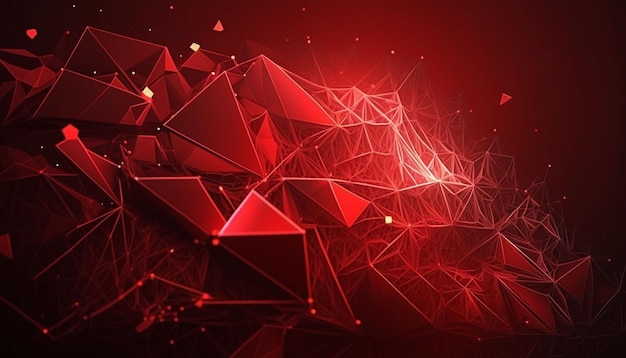 Abstract polygonal space low poly dark background with connecting dots and lines Connection structure 3d rendering