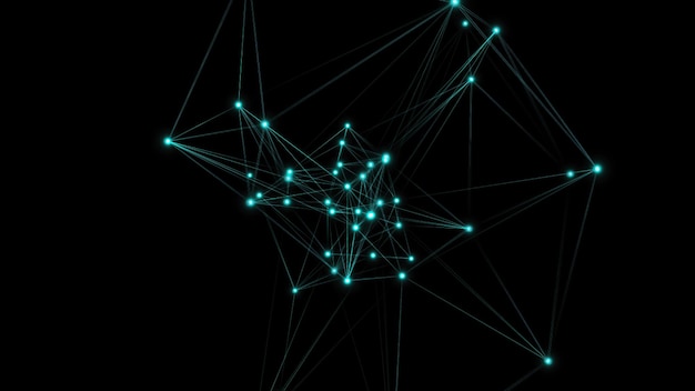 Abstract polygonal space with low poly in darkness Background with connecting dots and lines Connection structure 3d render