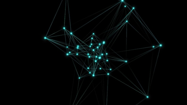 abstract polygonal space with low poly in darkness background with connecting dots and lines connection structure 3d render