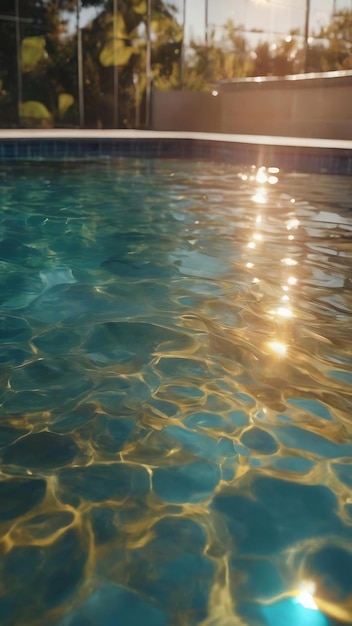 Abstract pool water surface and background with sun light reflection