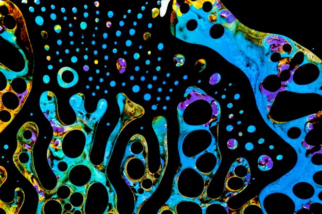 Abstract POP ART. Style incorporates swirl, artistic design with Purple and Blue oil colors or watercolour forming amazing intricate structures with ferrofluid.