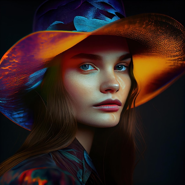 Abstract portrait of a beautiful fictional girl Fashionable cute woman