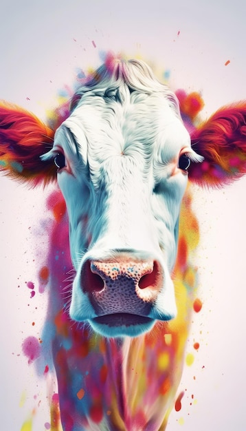 Абстрактный портрет коровы Красивая иллюстрация изображения Generative AI
