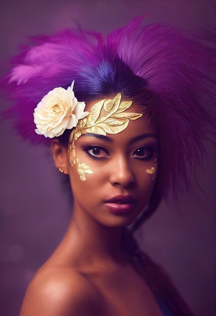 Abstract portrait of a fantasy ebony girl Fashionable painted woman Creative beautiful girl