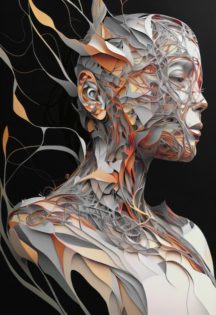 Abstract portrait illustration art generated by artificial intelligence