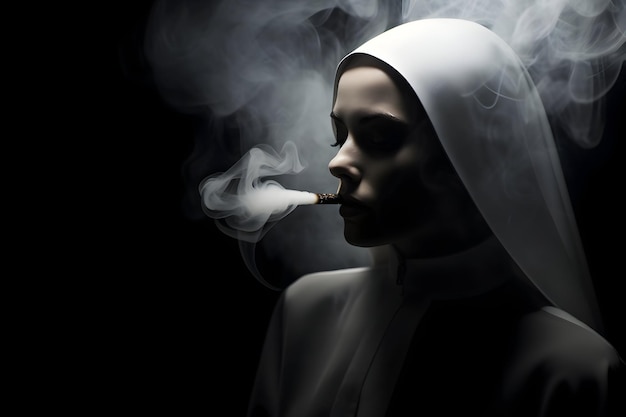 Abstract Portrait Of Smoking Nun