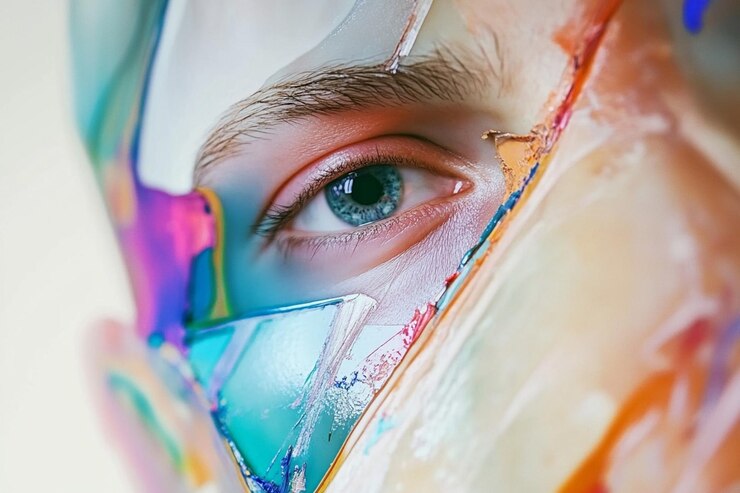 Foto abstract portret een spel van kleuren en vormen