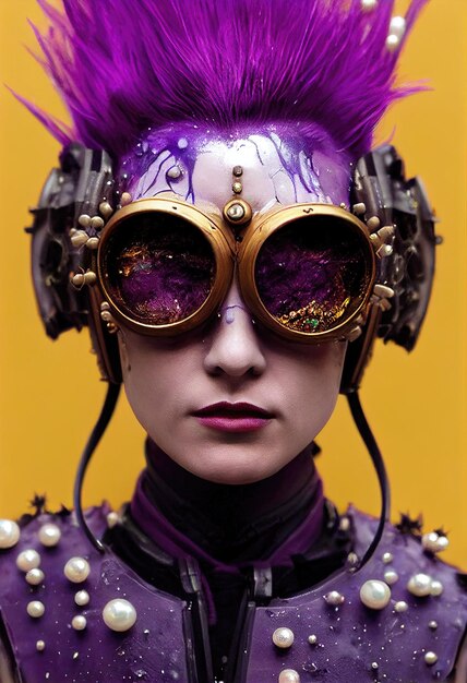 Abstract portret van een fantasie cyberpunk meisje hightech futuristische vrouw uit de toekomst