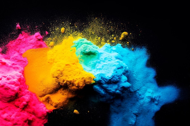 Astratto polvere splatted sfondo esplosione di polvere colorata su sfondo bianco nuvola colorata polvere colorata esplodere paint holi