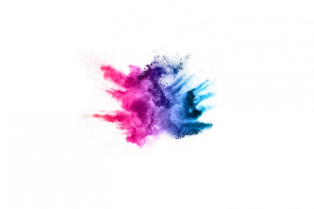 abstract powder splatted background. Colorful powder explosion on white background. 