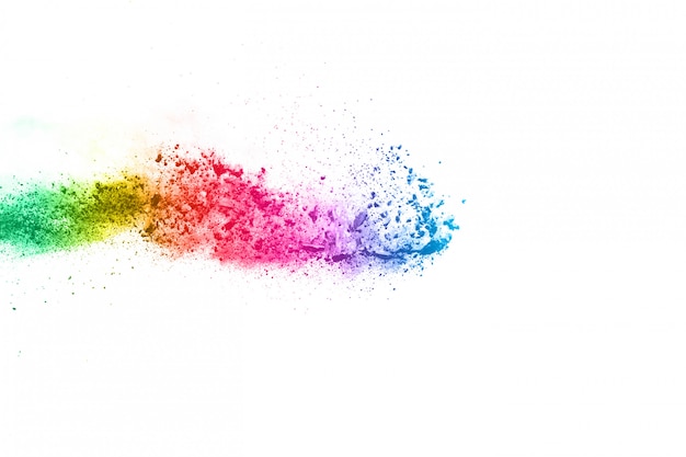 abstract powder splatted background. Colorful powder explosion on white background. 