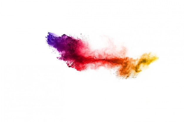 abstract powder splatted background. Colorful powder explosion on white background. 