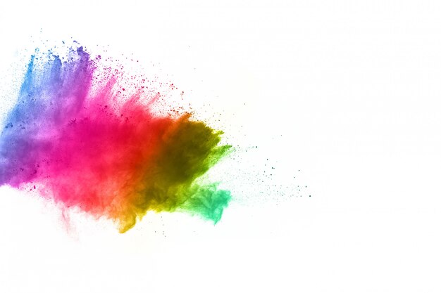 abstract powder splatted background. Colorful powder explosion on white background. 