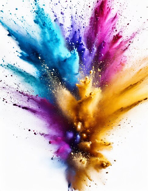 abstract powder splatted background Colorful powder explosion on white background