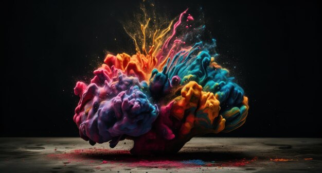 Abstract powder splatted backgroundfreeze motion of color powder exploding or throwing color powder