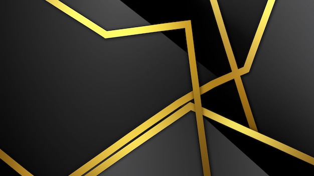 Абстрактный премиум черный и золотой геометрический фон