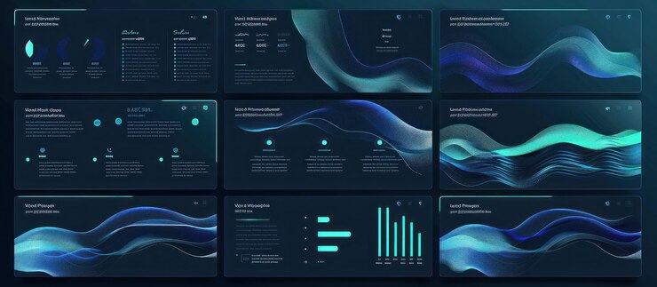 Photo abstract presentation template with wavy lines