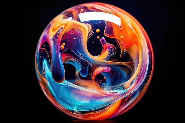 Абстрактные психоделические узоры, созданные светом на поверхности мыльного пузыря