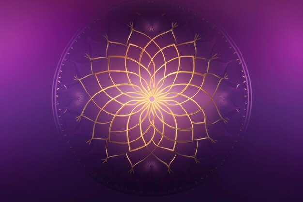 Abstract purple background with subtle flower and gold line pattern
