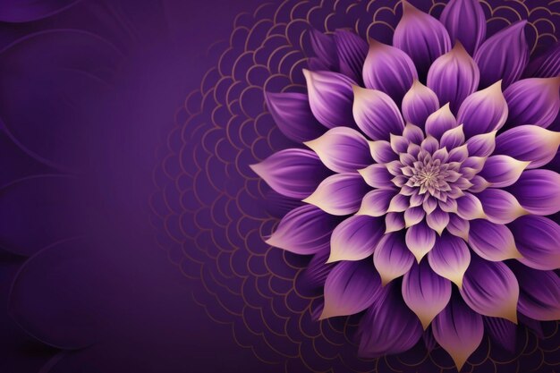 Abstract purple background with subtle flower and gold line pattern