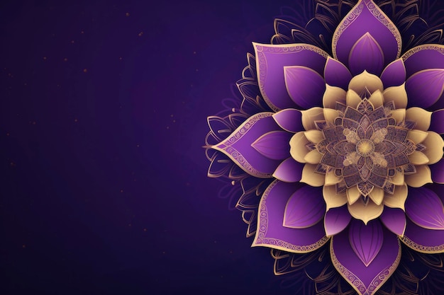 Abstract purple background with subtle flower and gold line pattern