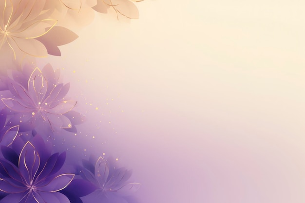 Abstract purple background with subtle flower and gold line pattern