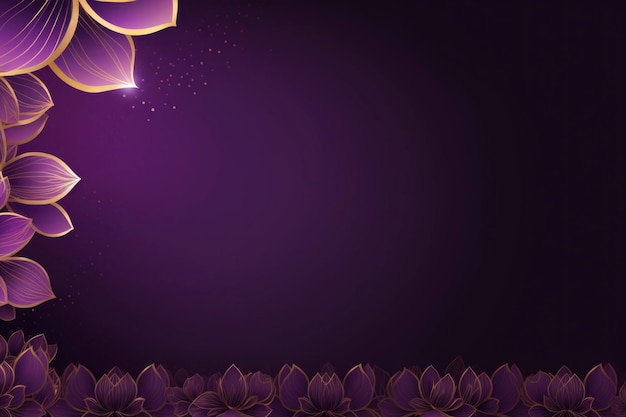 Abstract purple background with subtle flower and gold line pattern