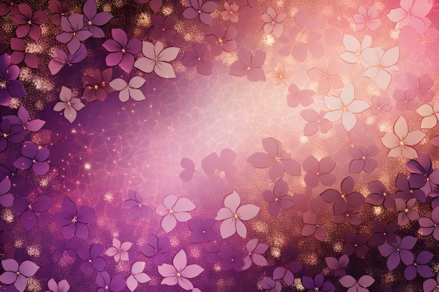 Abstract purple background with subtle gold line flowers pattern