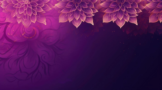 Abstract purple background with subtle gold line flowers pattern