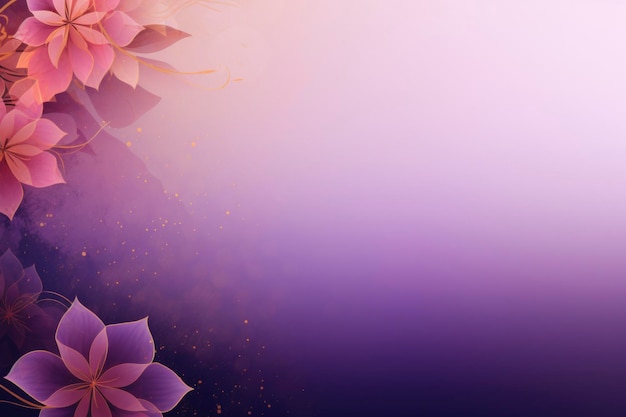 Abstract purple background with subtle gold lined flower pattern