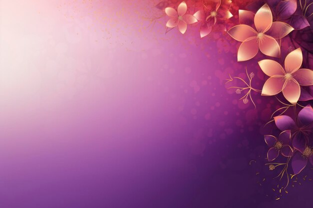 Abstract purple background with subtle gold lined flower pattern