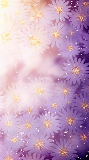 Abstract purple background with subtle gold lines flower pattern